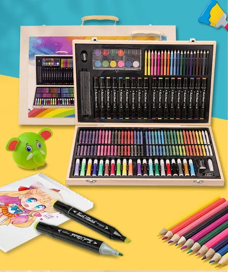 Wooden Box Kids Art Set – 180 Pcs
