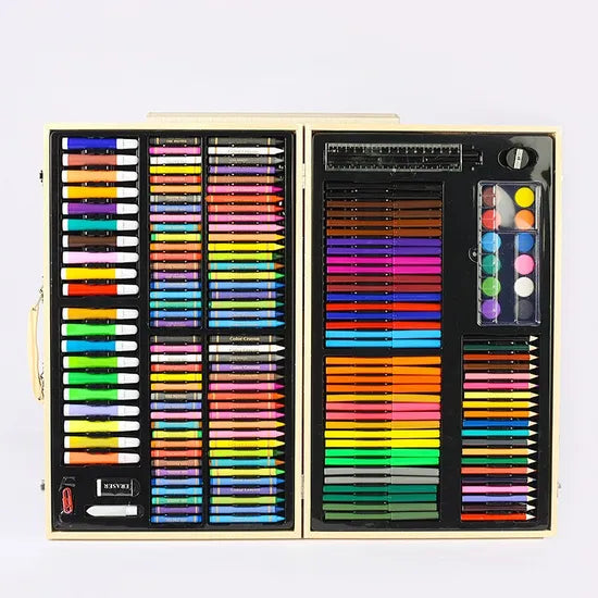 Wooden Box Kids Art Set – 180 Pcs