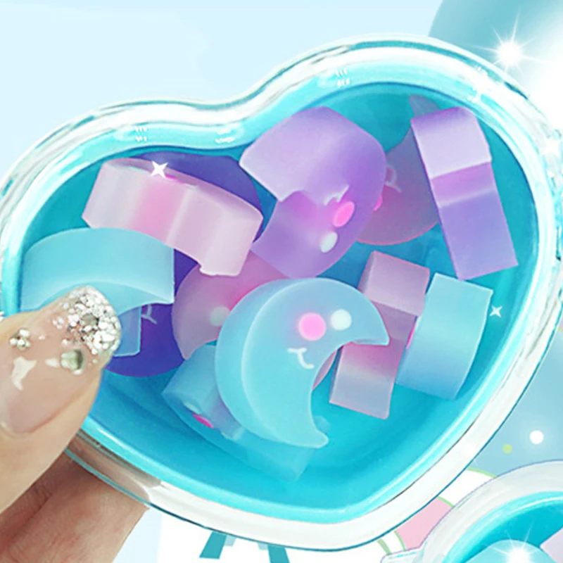 12 pcs Erasers – Heart-Shaped Acrylic Box