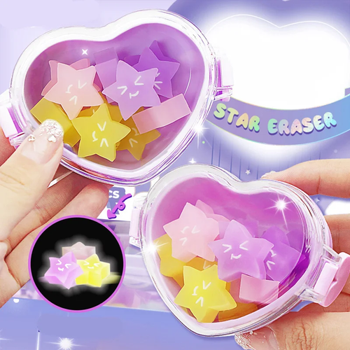 12 pcs Erasers – Heart-Shaped Acrylic Box