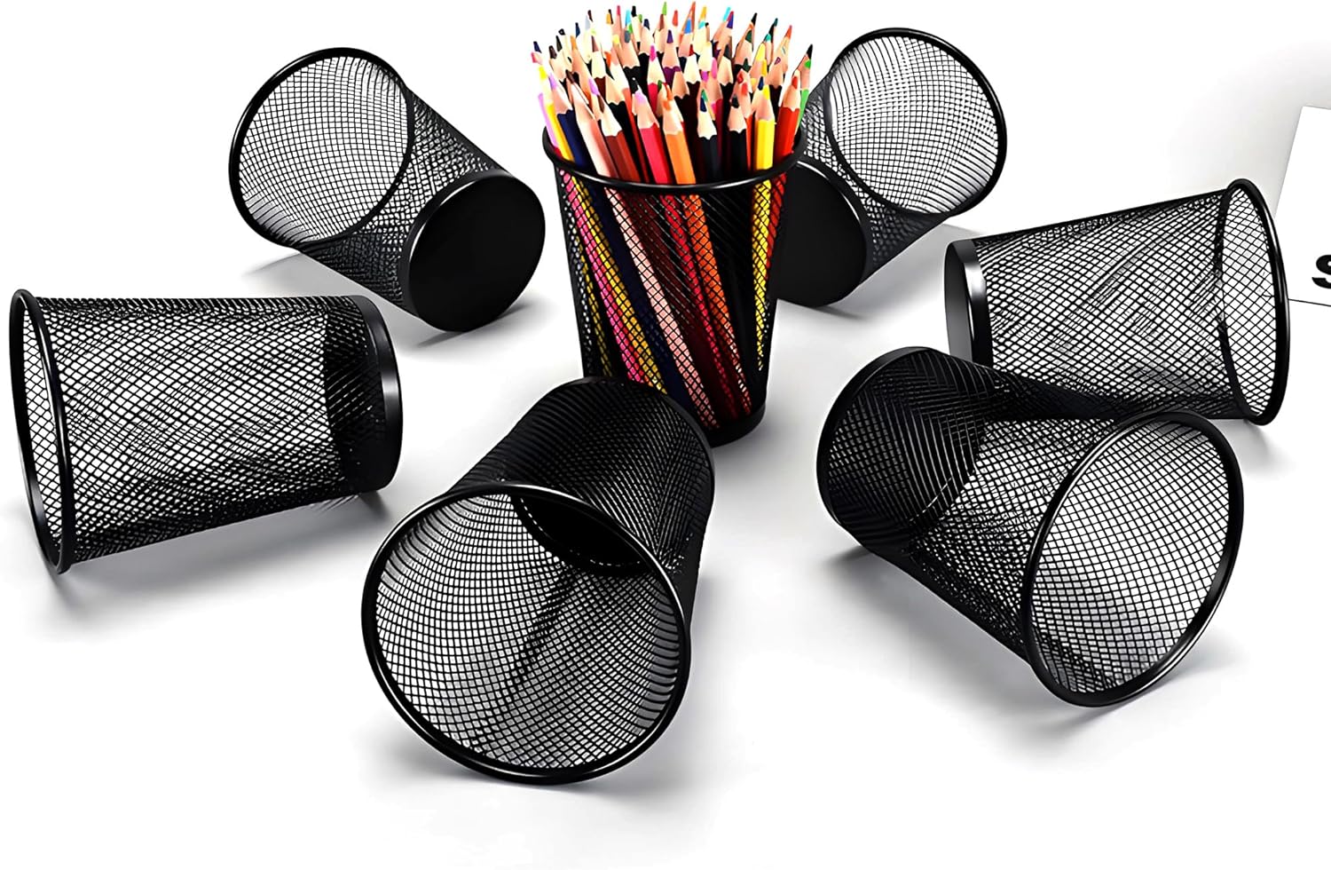Round Pencil Holder Metal Wire Mesh