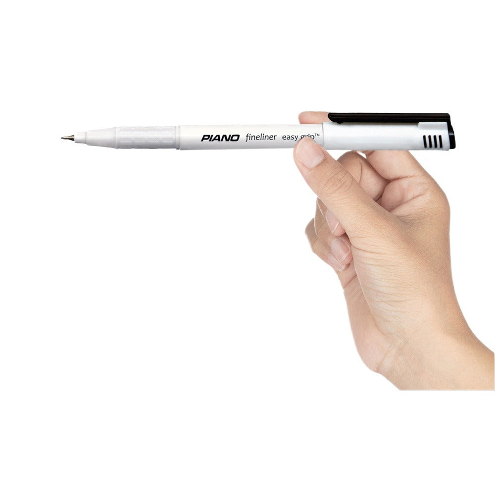 Piano Fine-liner Easy-grip Pointer Black – Pack of 10