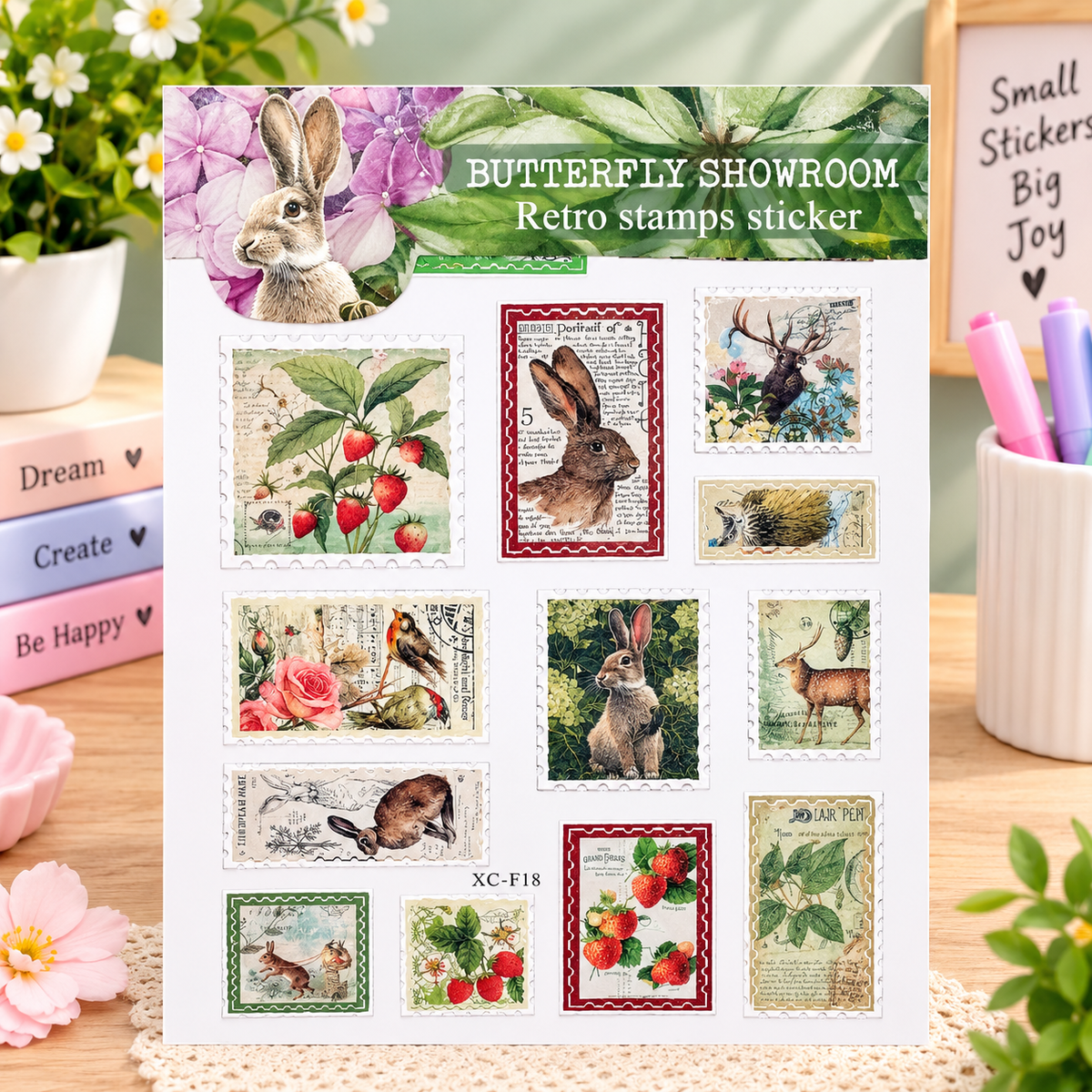Vintage Retro Journaling Stickers – Butterfly & Nature Theme (2 Sticker Sheets in Pack)