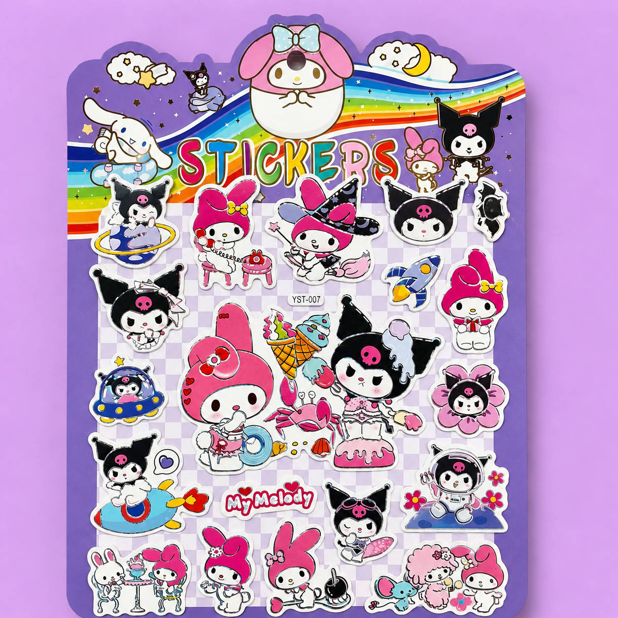 3D Cute Sanrio Character 3D Stickers – Colorful Sticker Sheet