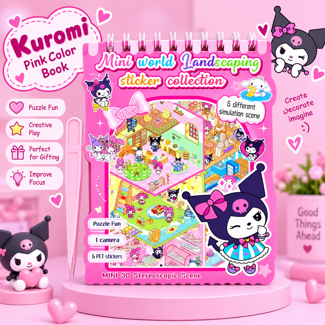 Kuromi Mini World DIY Sticker Book – 3D Creative Activity Book for Kids