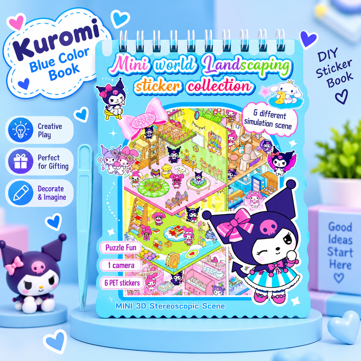 Kuromi Mini World DIY Sticker Book – 3D Creative Activity Book for Kids