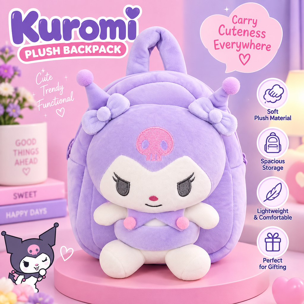 Kuromi Plush Backpack – Cute & Soft Kids Bag