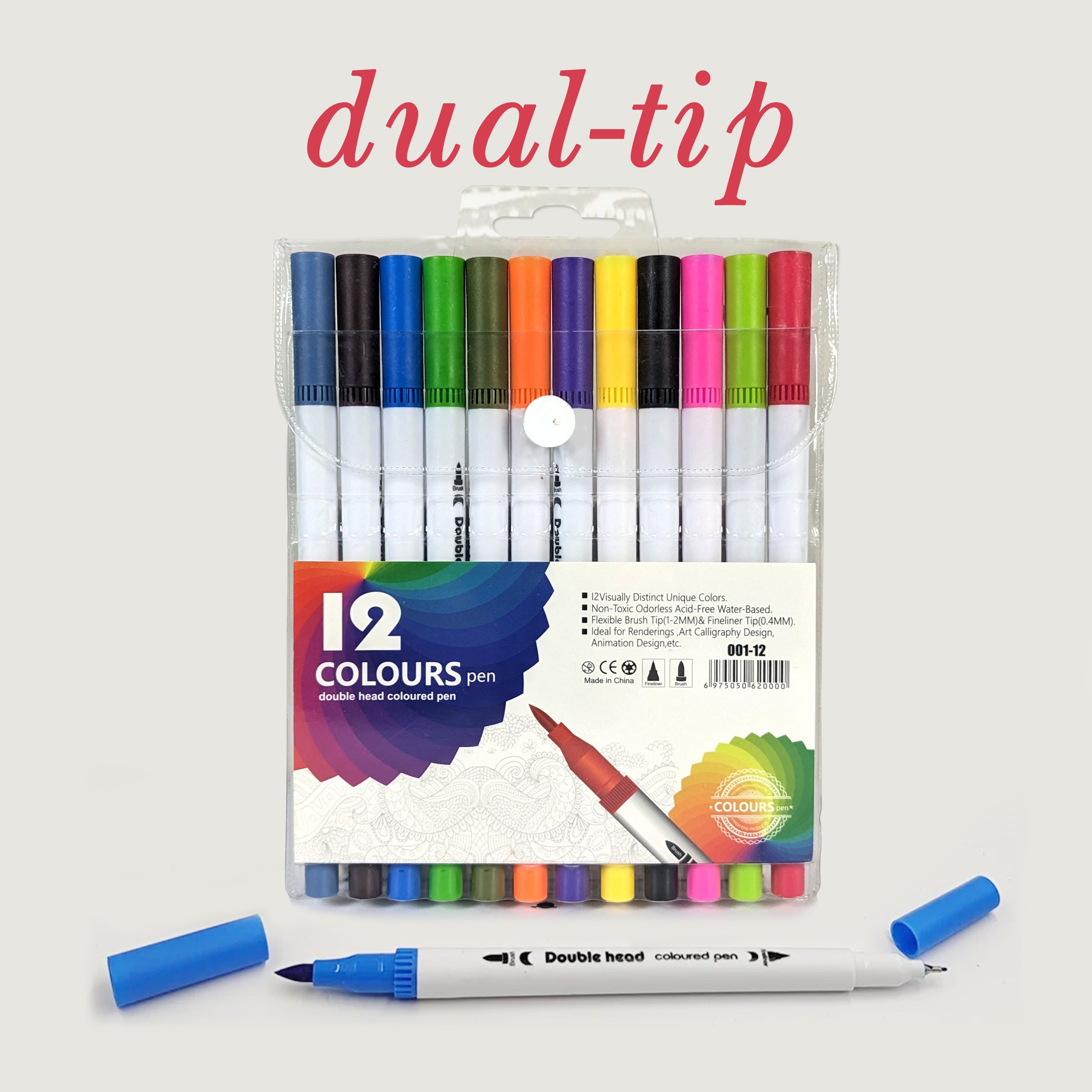 Double Head Color Pen Markers Pack of 12