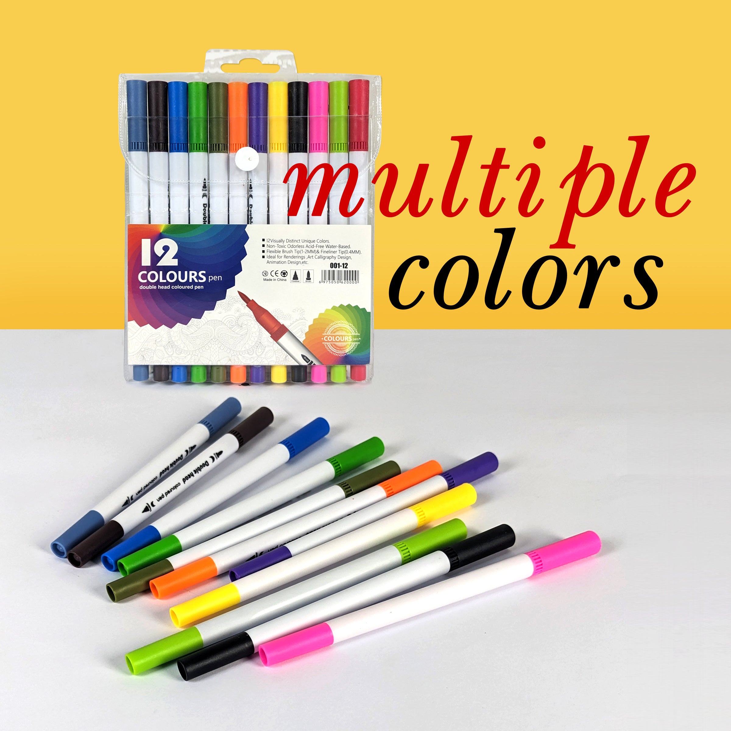 Double Head Color Pen Markers Pack of 12