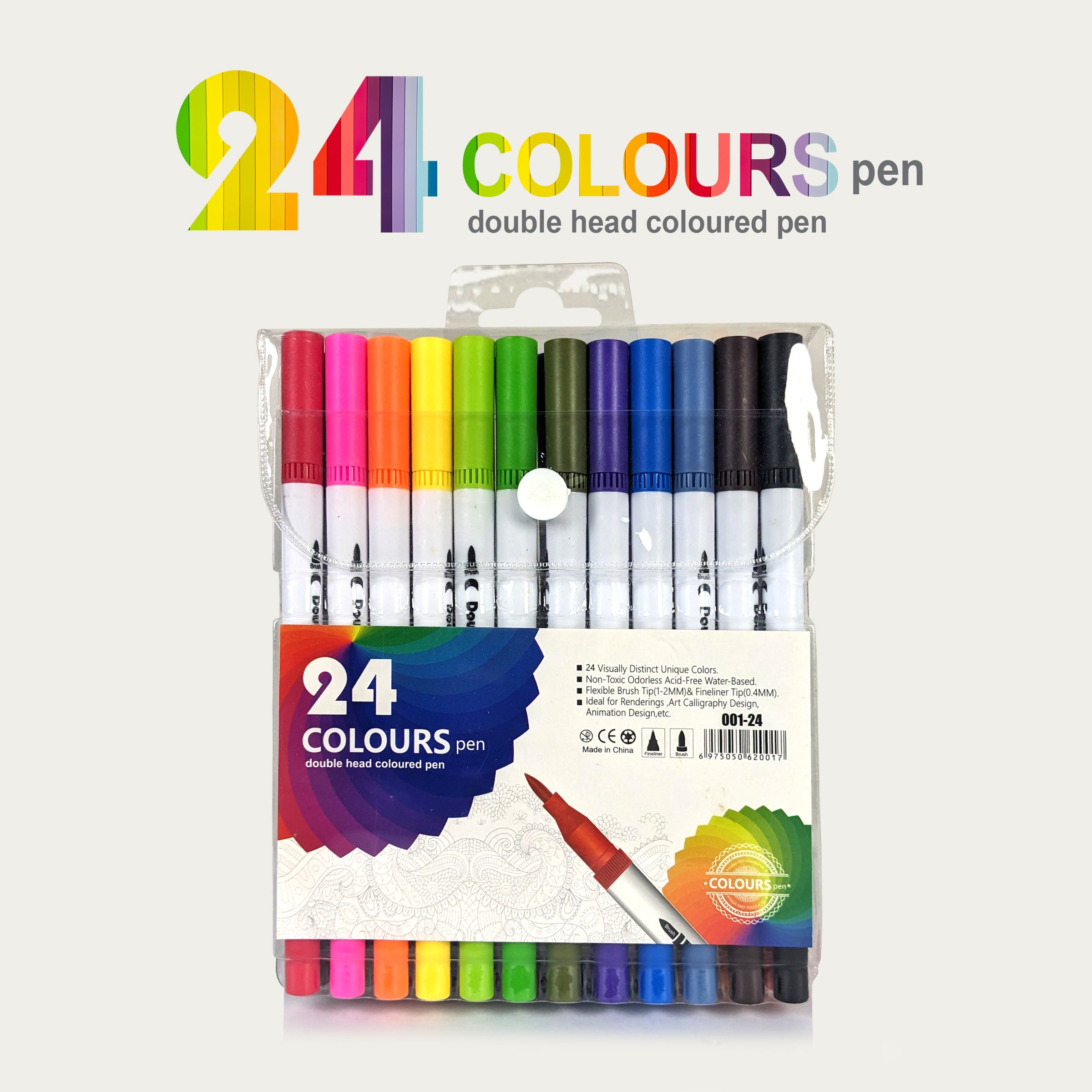 Double Tip Color Markers Pen Pack of 24