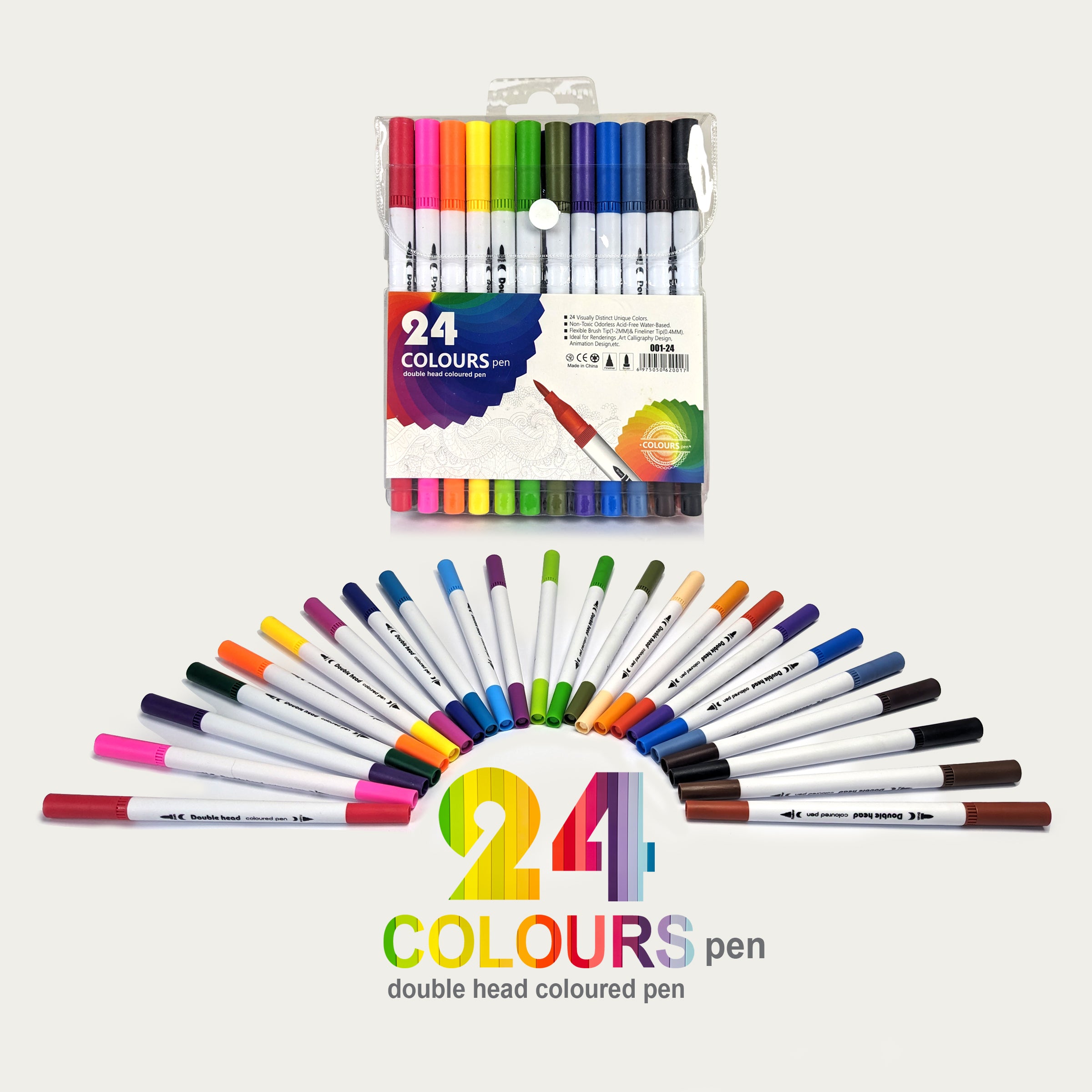 Double Tip Color Markers Pen Pack of 24