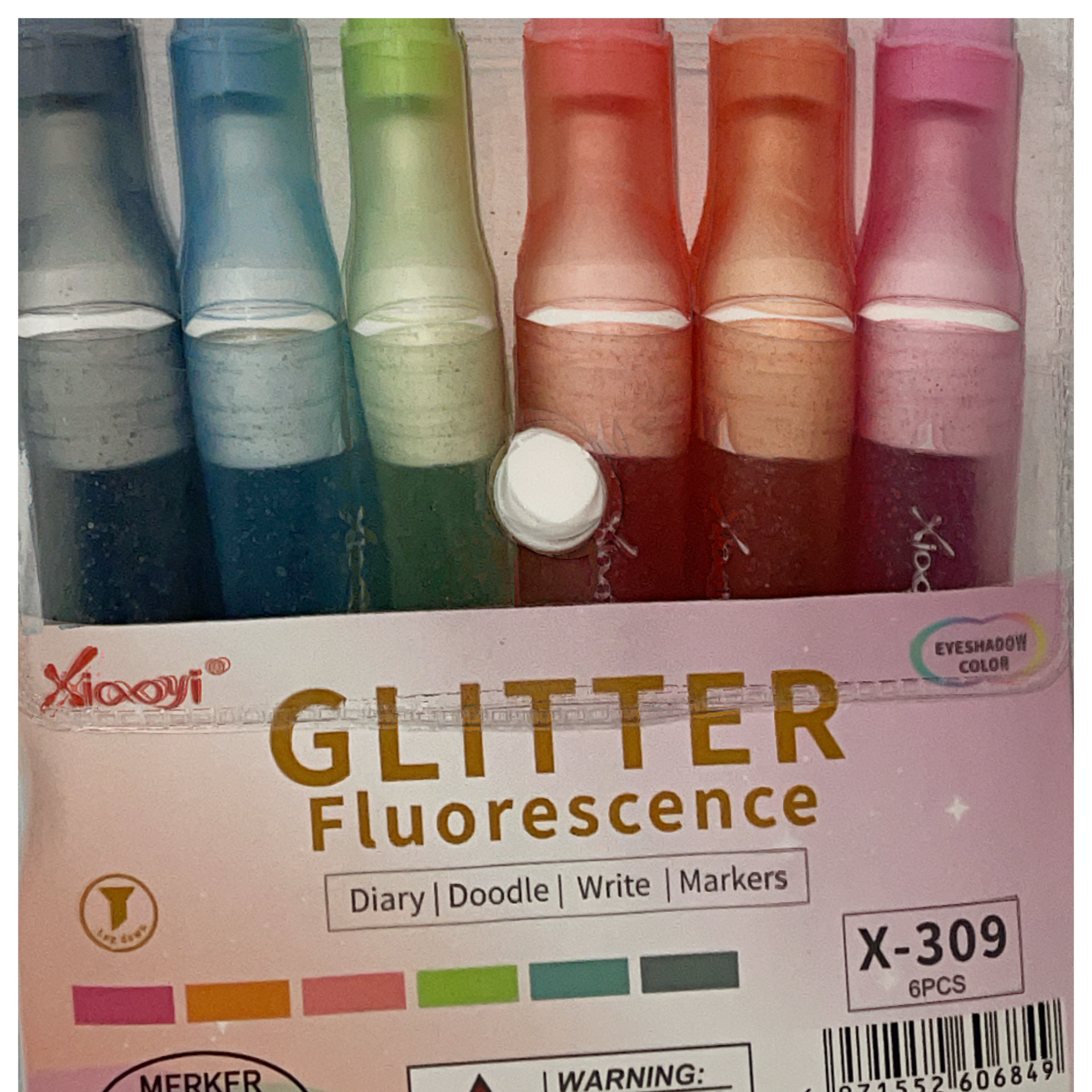 Glitter Fluorescence Highlighters Pack of 6