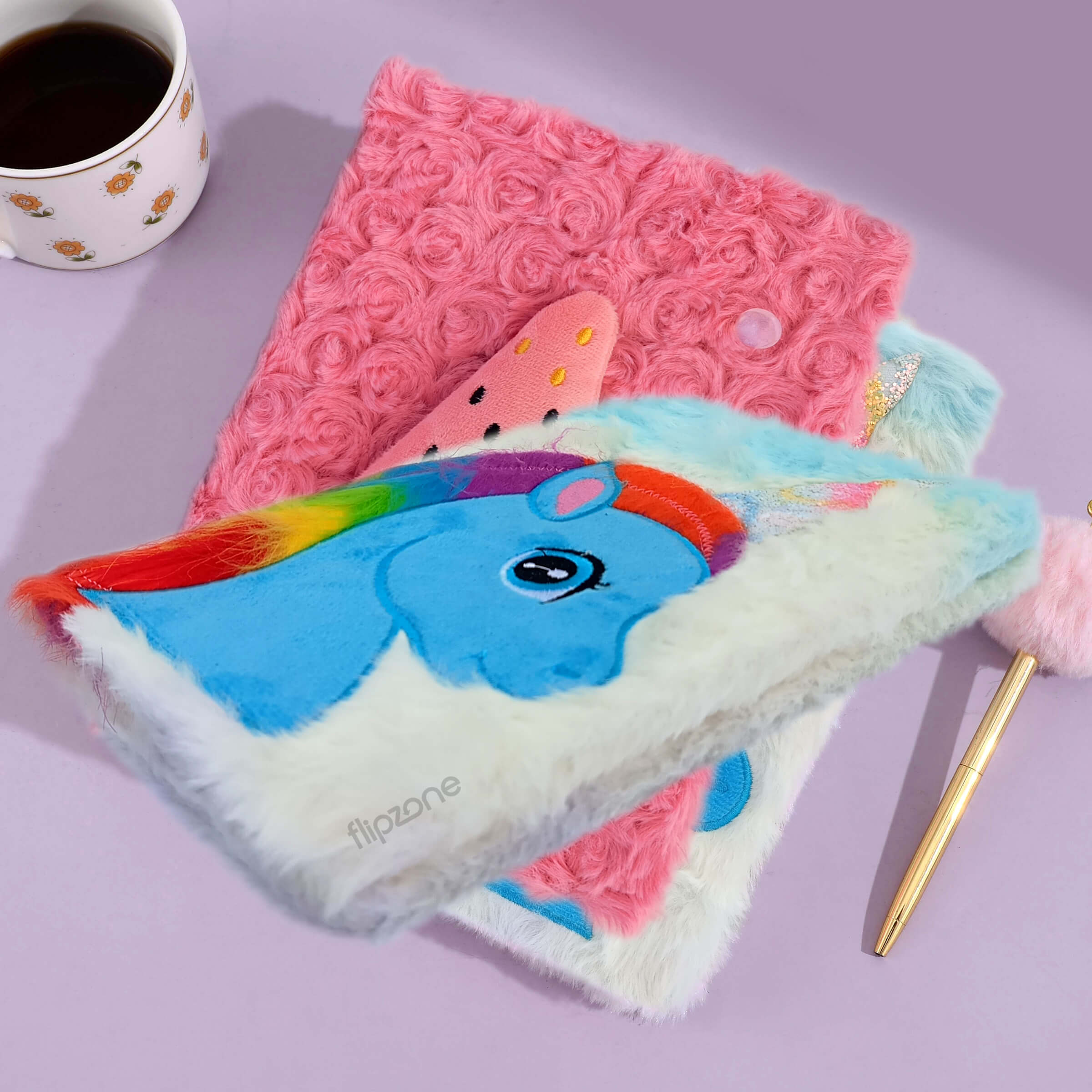 Plush Fluffy Cartoon Diary - Soft Fur Lined Journal