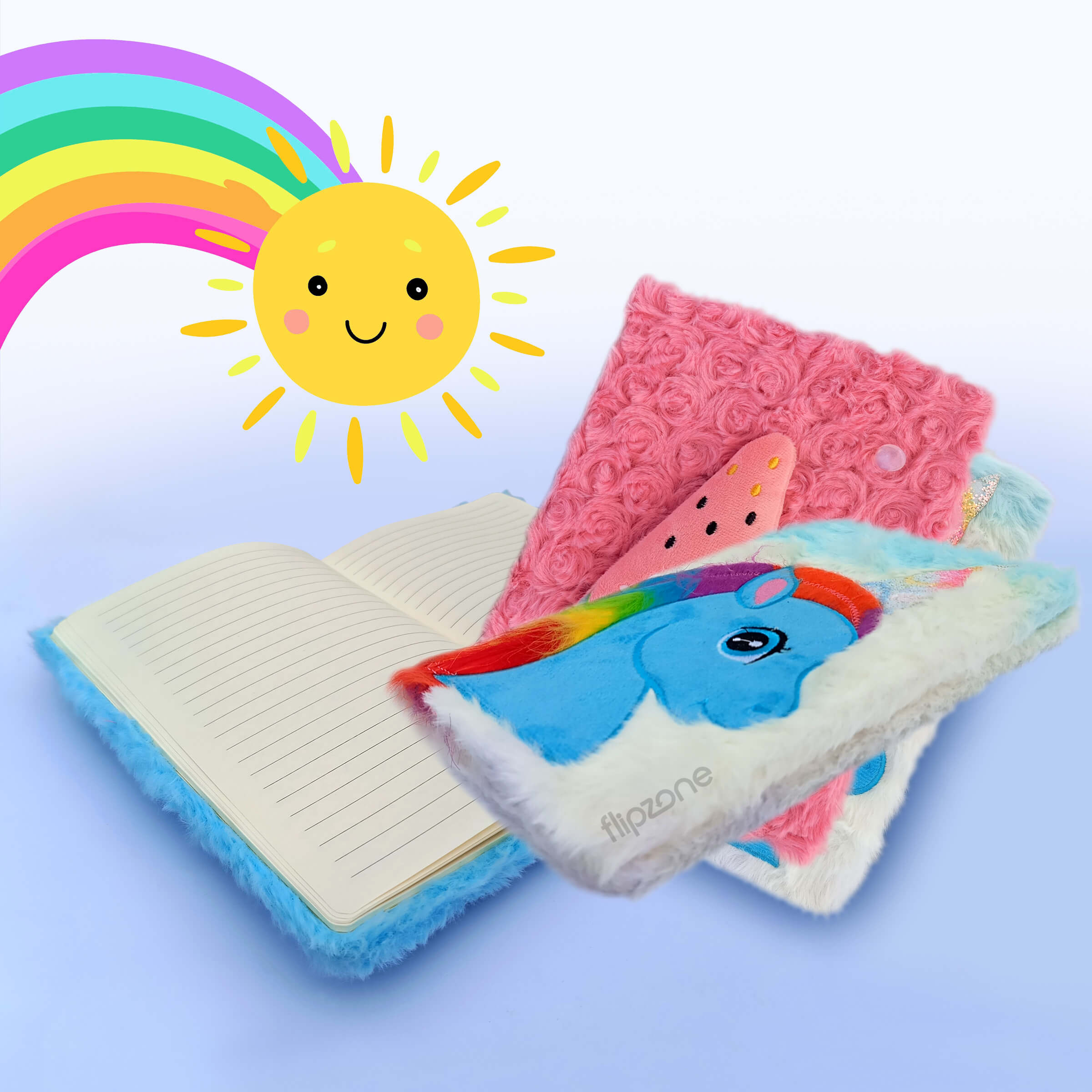 Plush Fluffy Cartoon Diary - Soft Fur Lined Journal