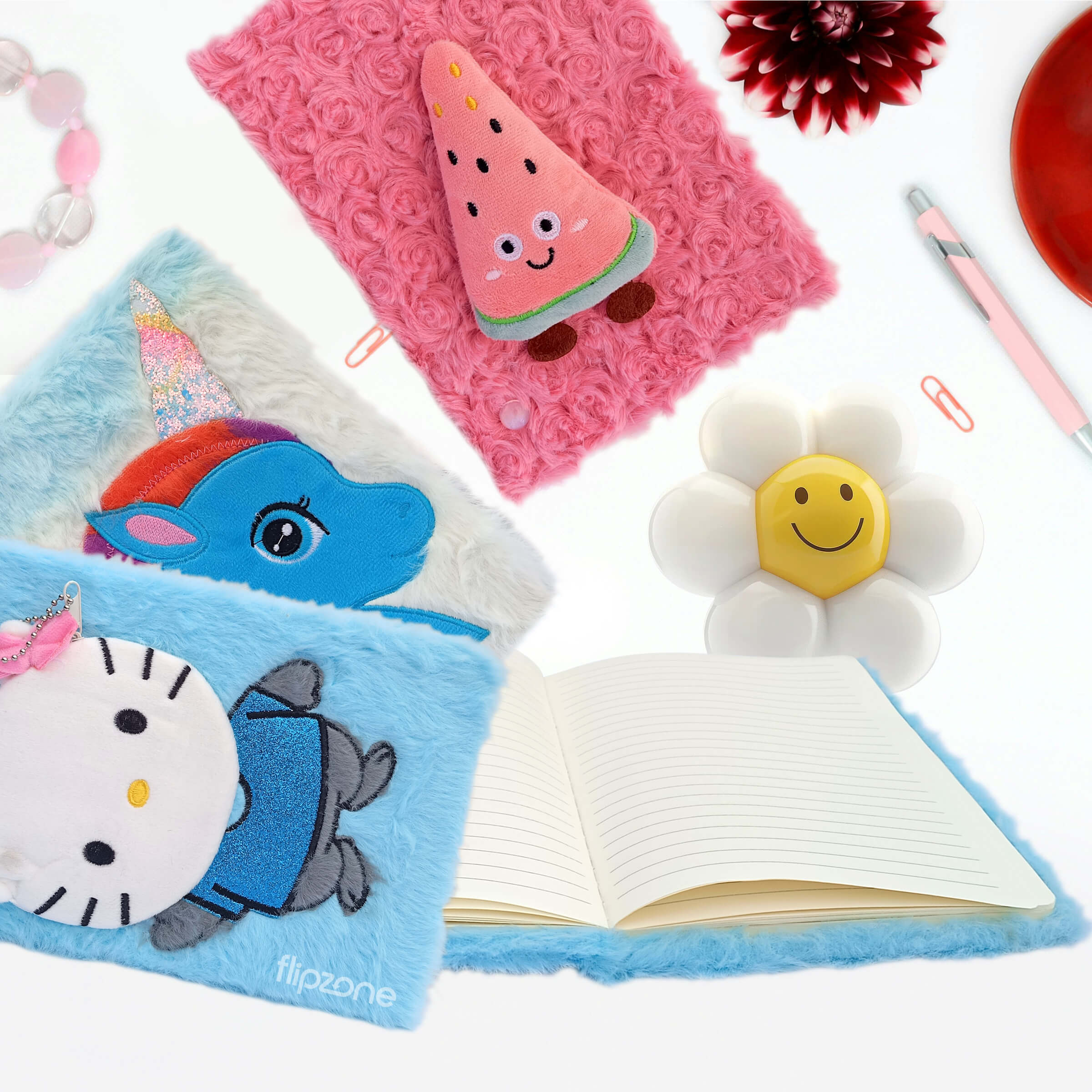 Plush Fluffy Cartoon Diary - Soft Fur Lined Journal