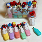 Fluorescent Mini Highlighter Set - Cartoon Character Pack of 6