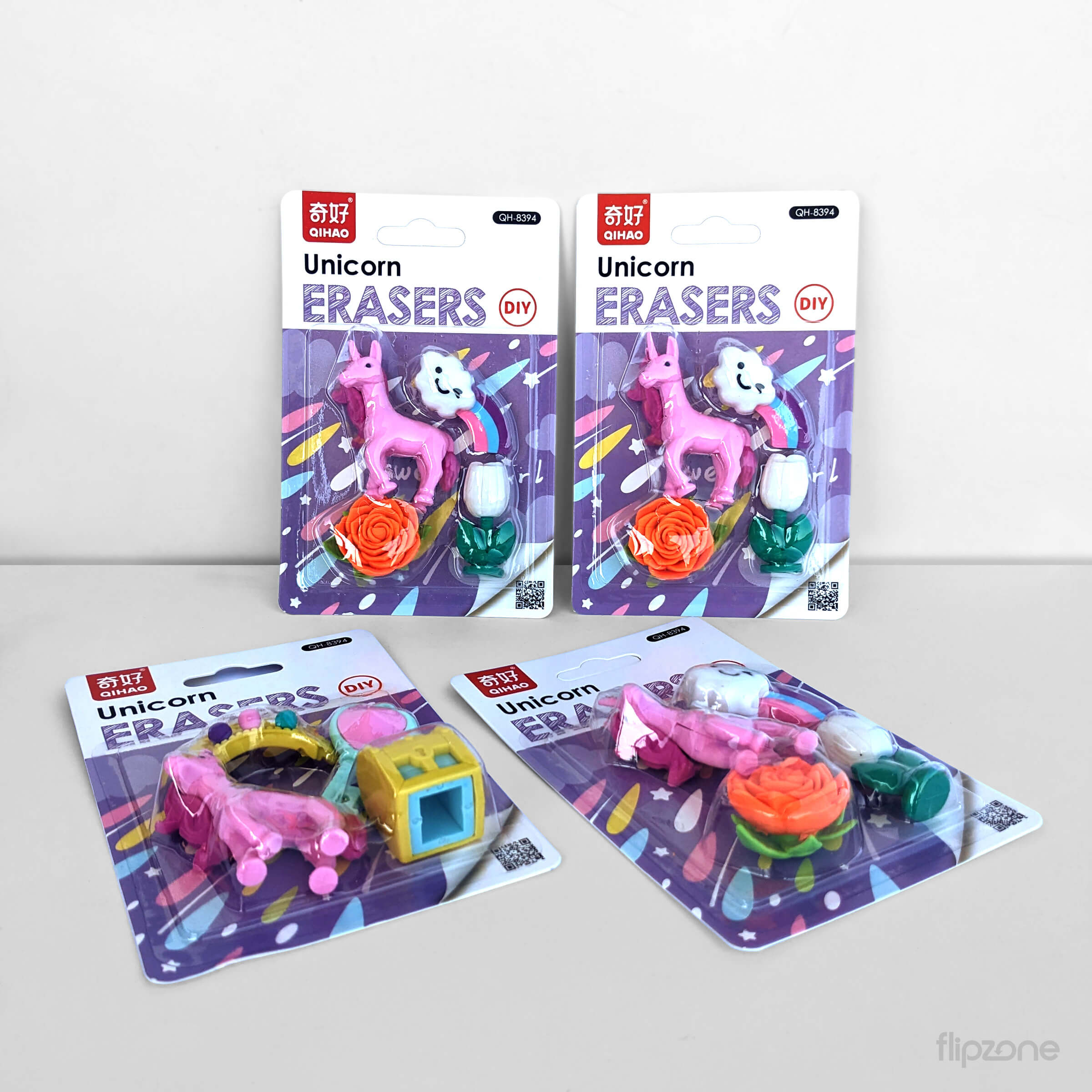 3D Unicorn &amp; Donuts Erasers Set - 4 Piece