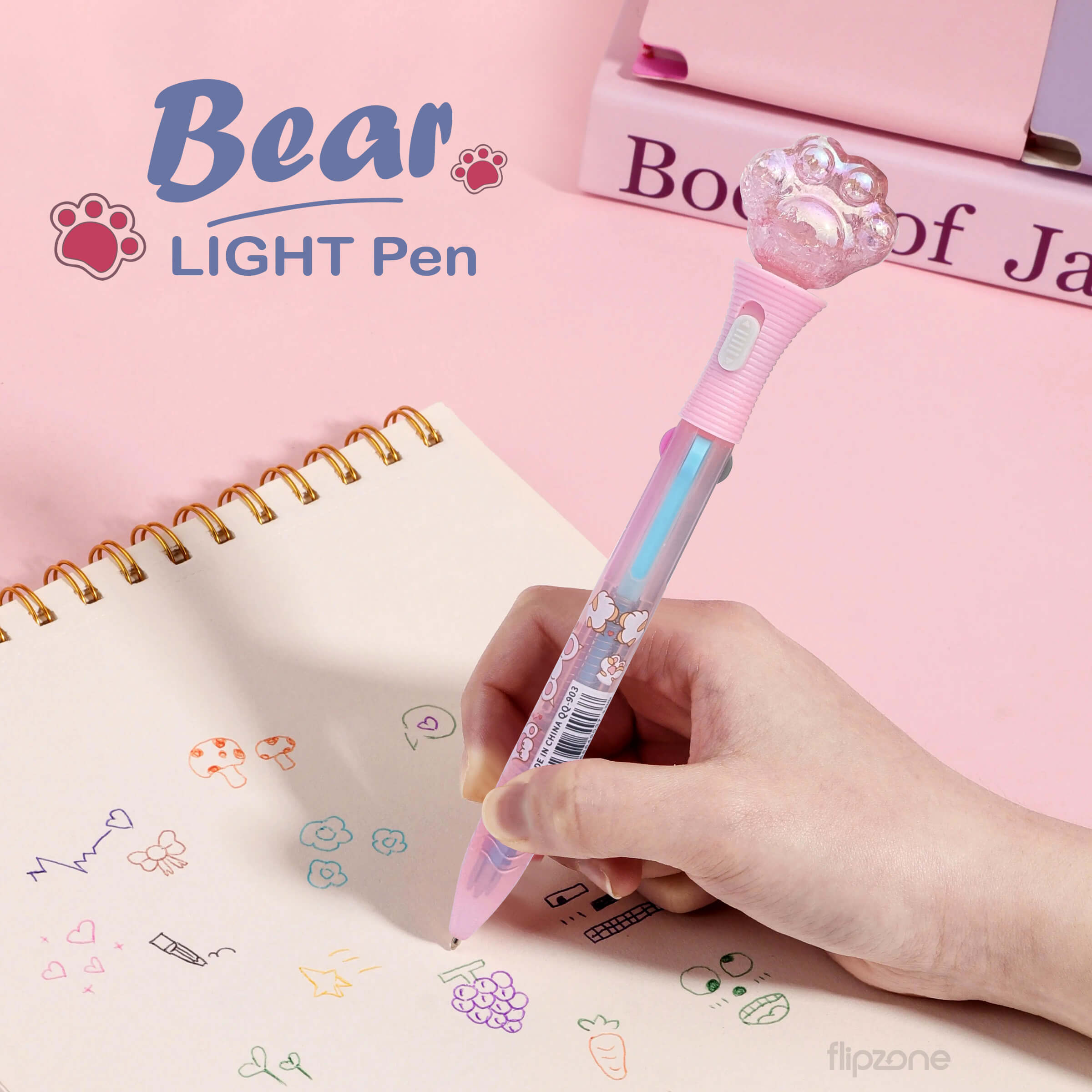 Cat Paw &amp; Bear 4-in-1 Multi-color Ballpoint Pen for Kids