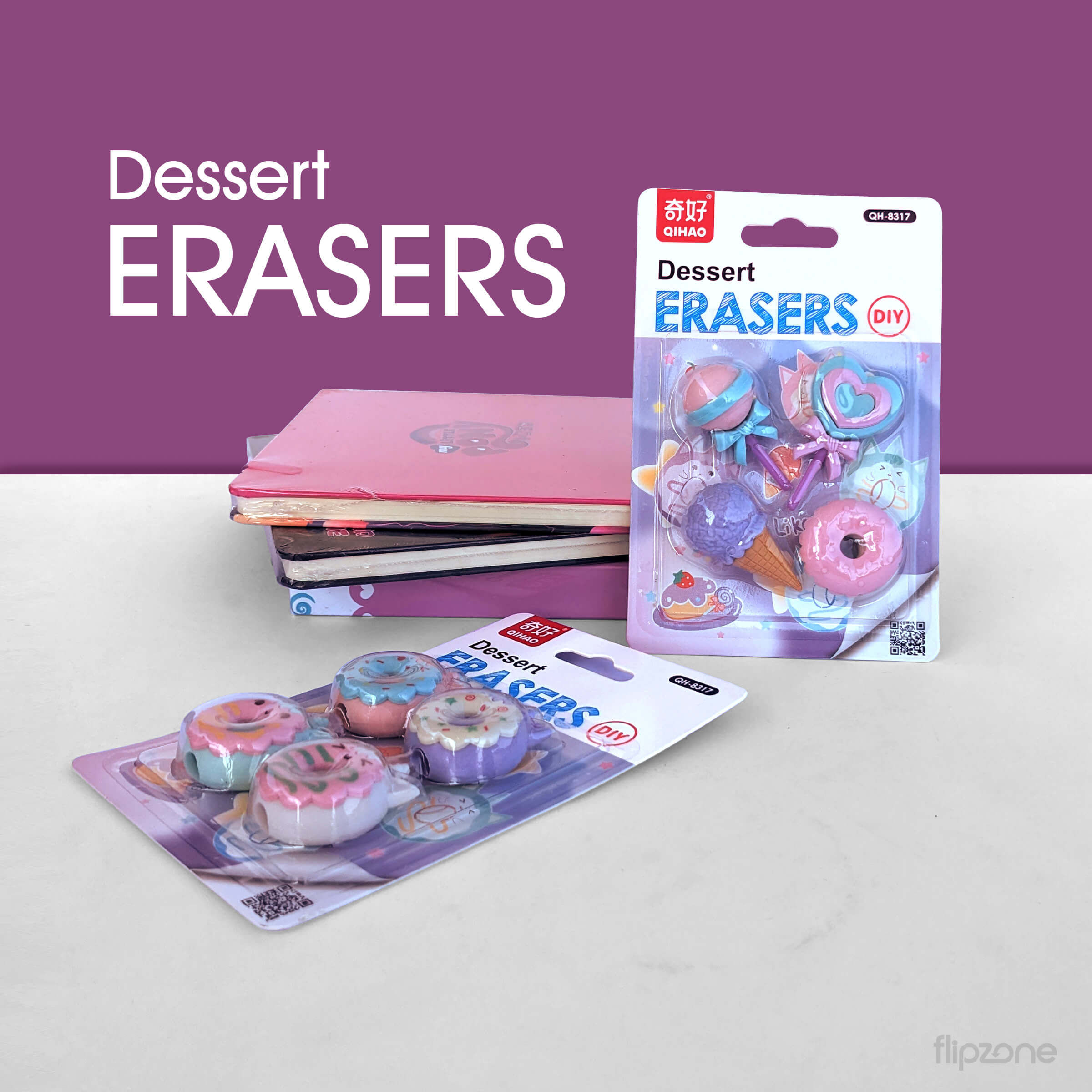 3D Unicorn &amp; Donuts Erasers Set - 4 Piece