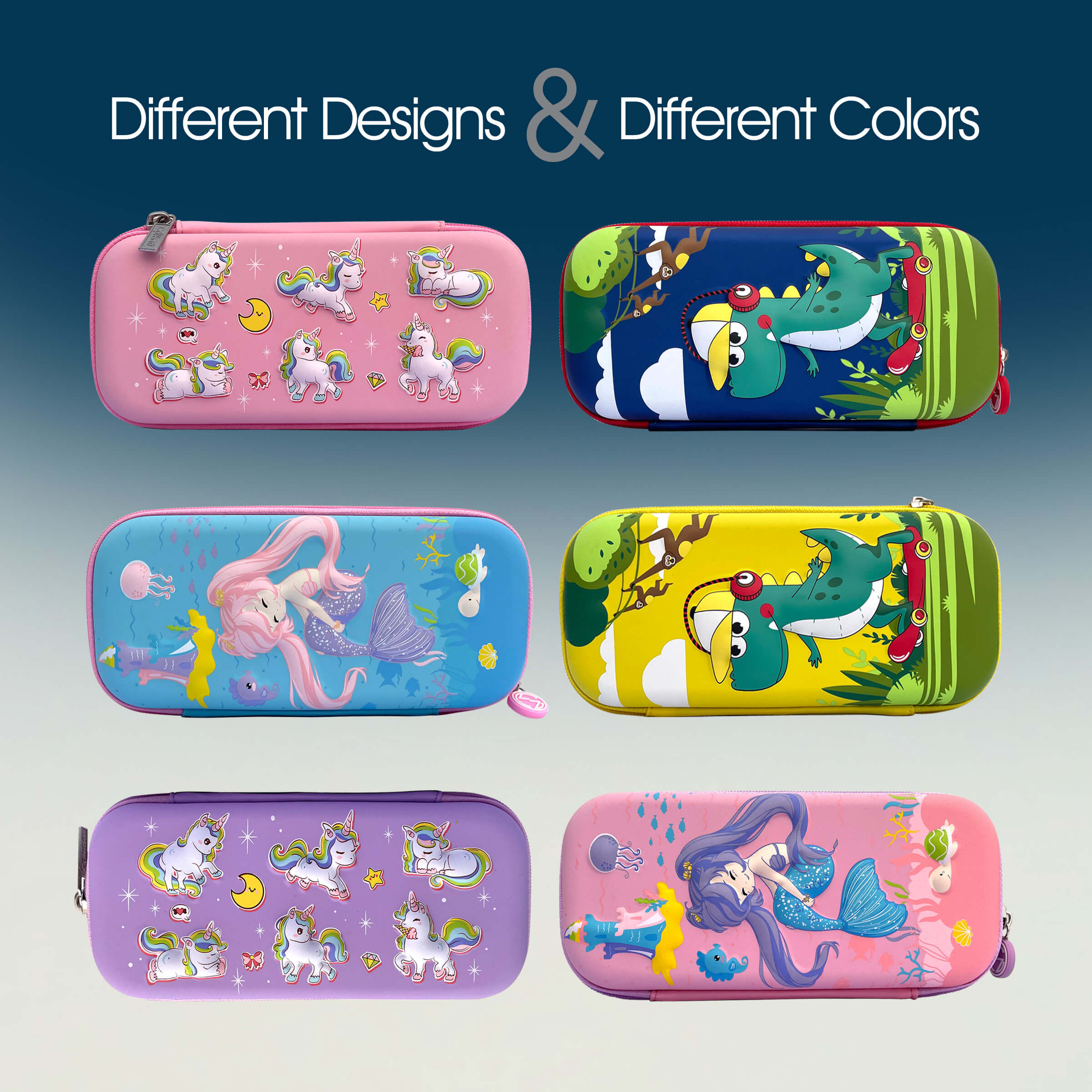 3D Hard Shell Pencil Case Set - 8.2" x 4" | School Supplies