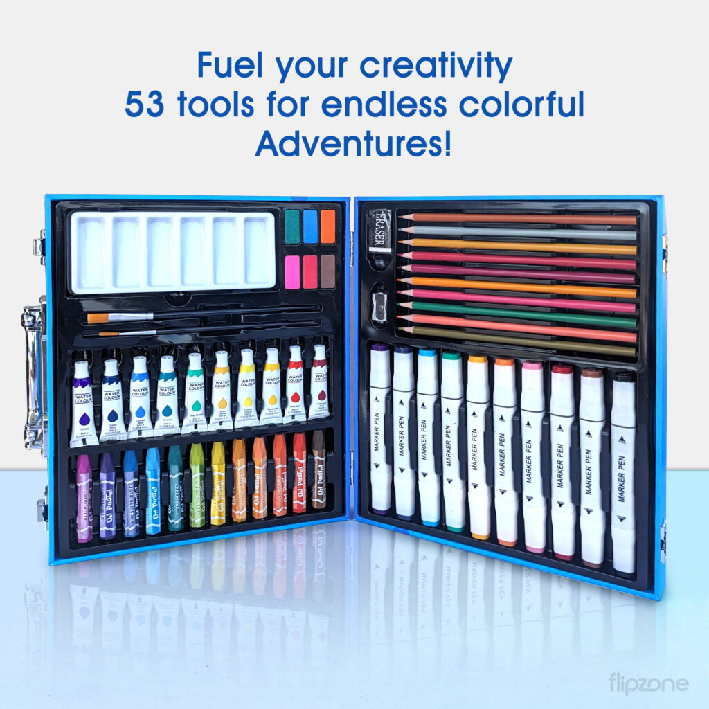 Kids Art Set – Non-Toxic Coloring, Sketching, Drawing & Painting Kit 53 Pcs