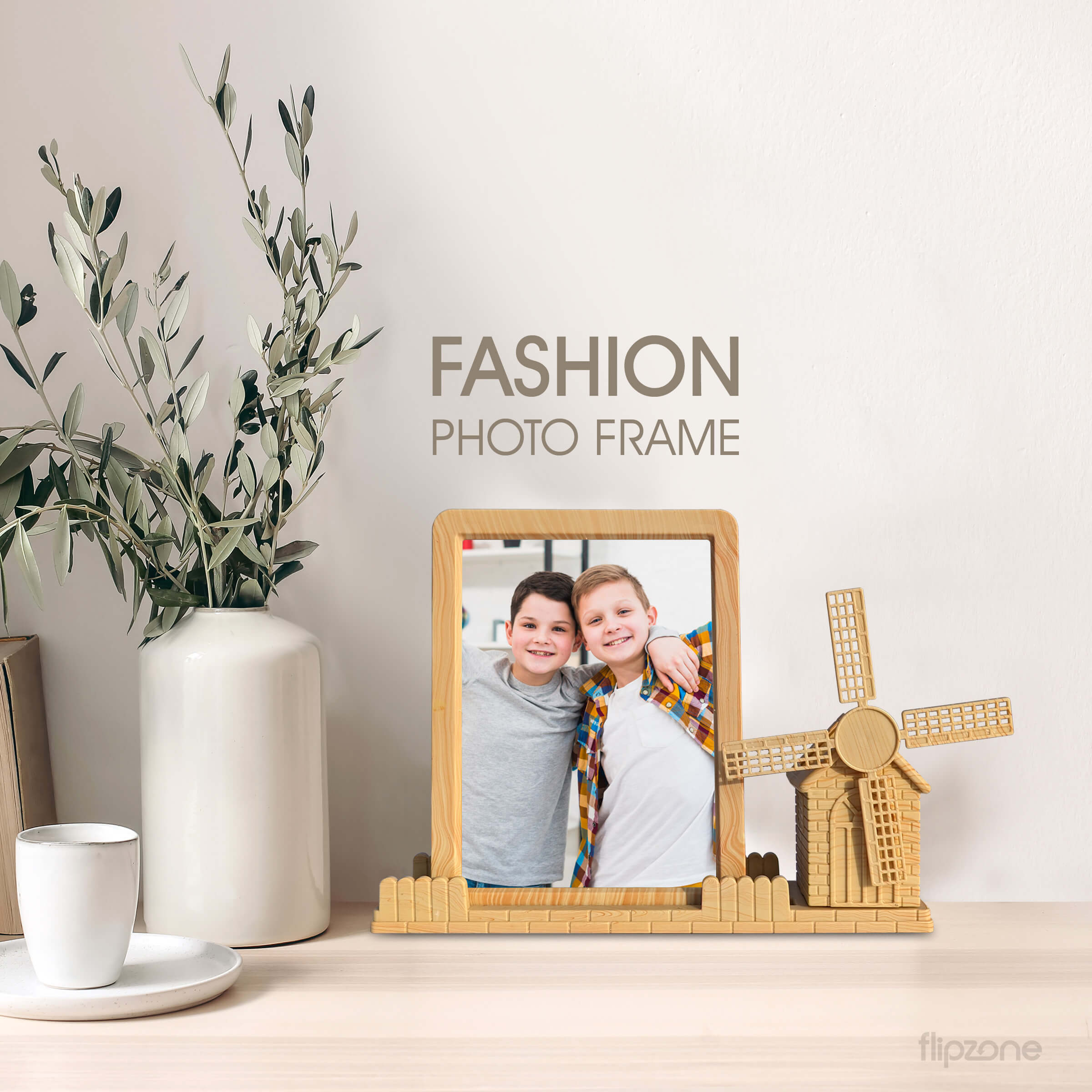 Ferris Wheel &amp; Windmill Photo Frame with Pen Holder
