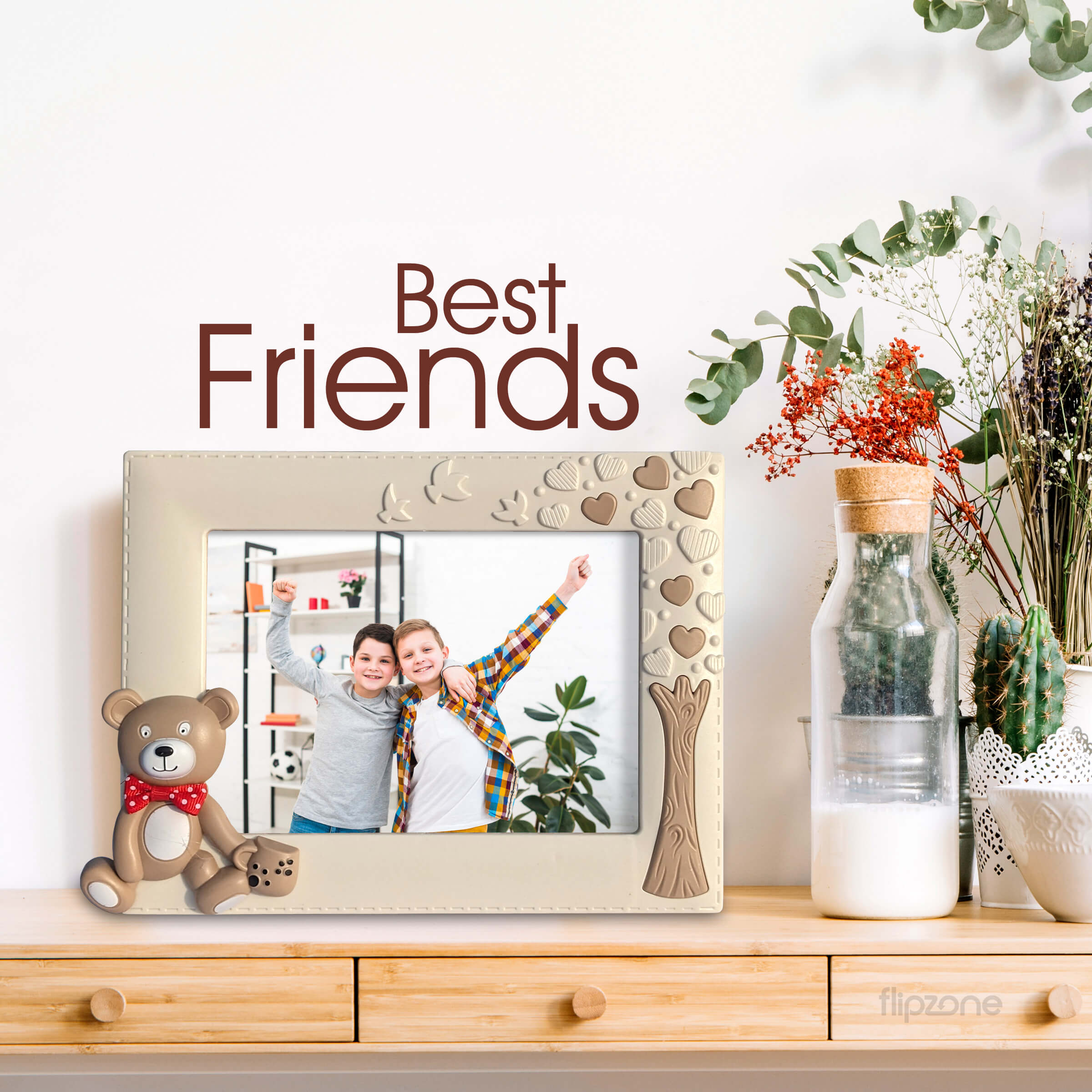 3D Bear Cartoon Photo Frame - Cute 7-Inch Baby Nursery Frame