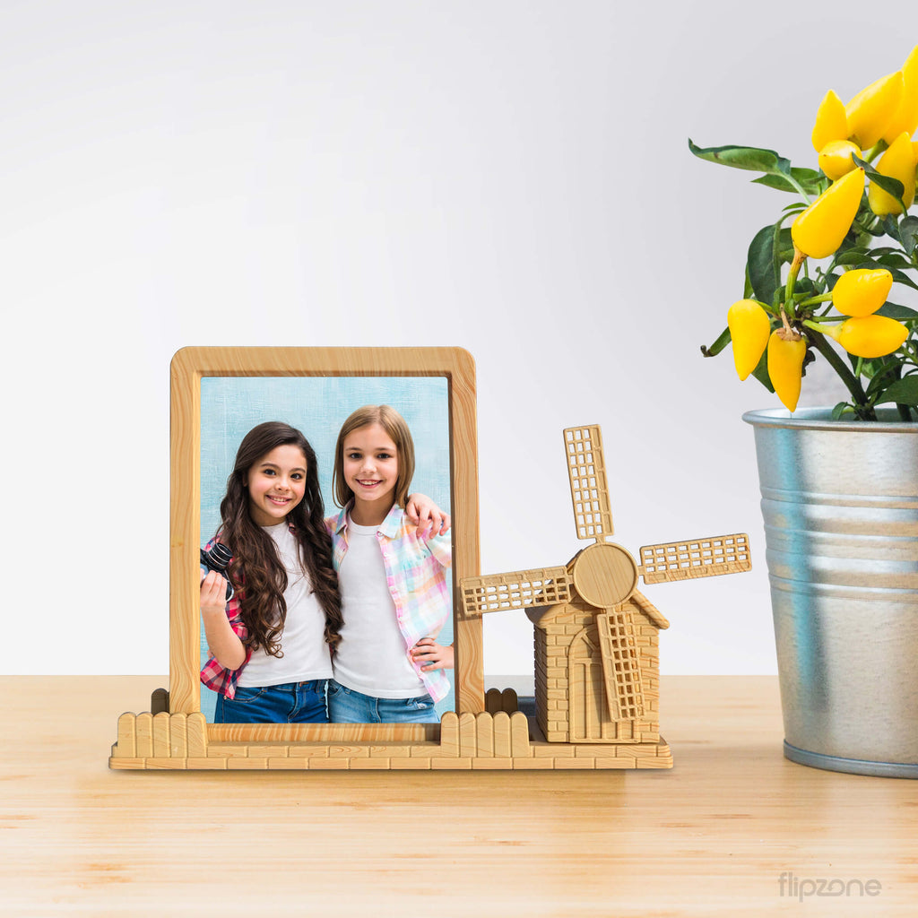 Ferris Wheel &amp; Windmill Photo Frame with Pen Holder