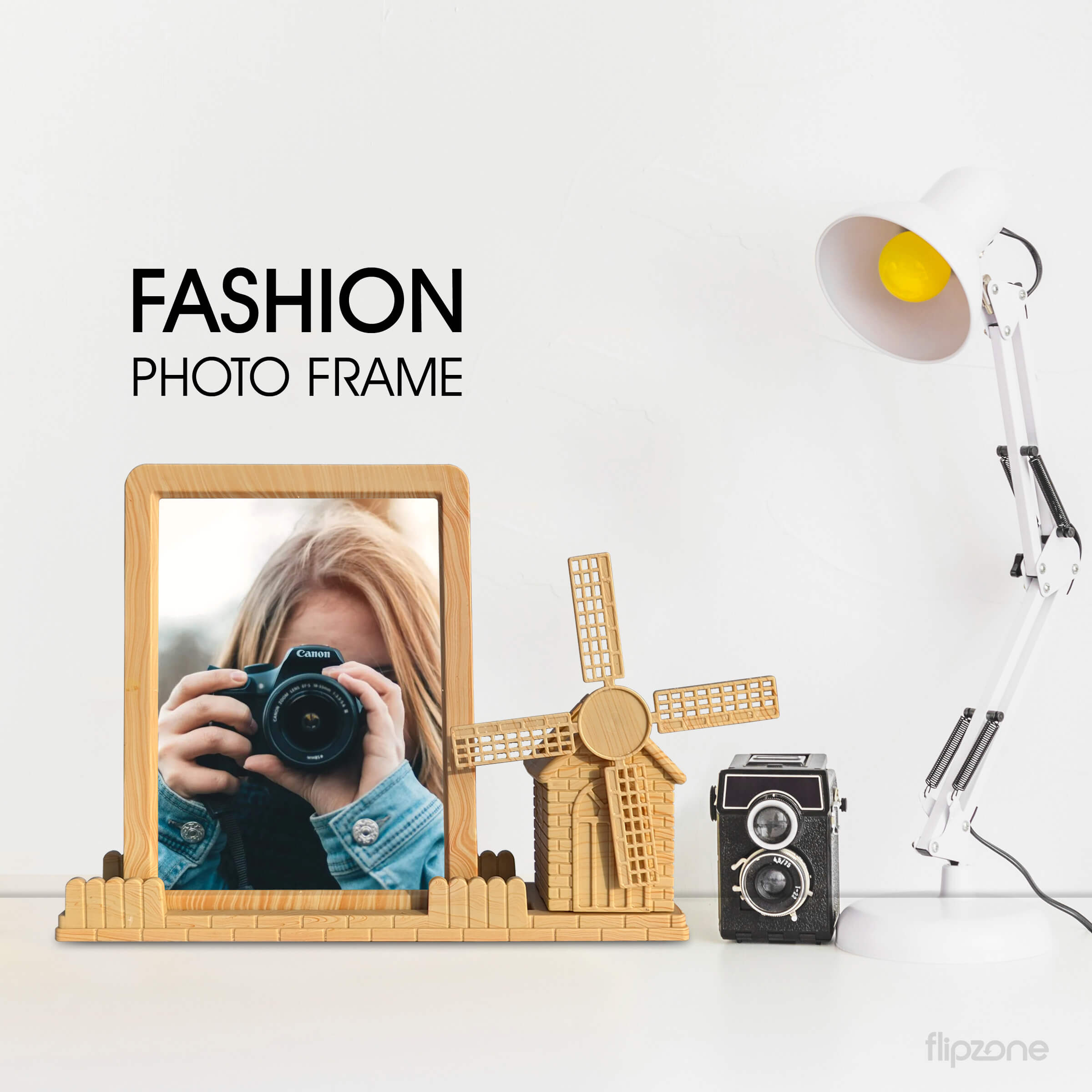 Ferris Wheel &amp; Windmill Photo Frame with Pen Holder