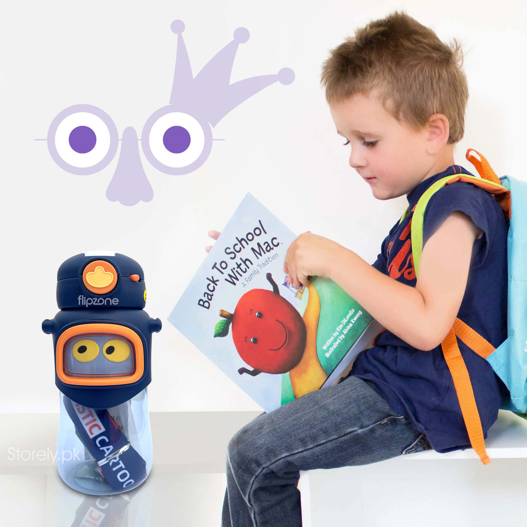Cute Eyes Plastic Water Bottle for Kids with Adjustable Strap