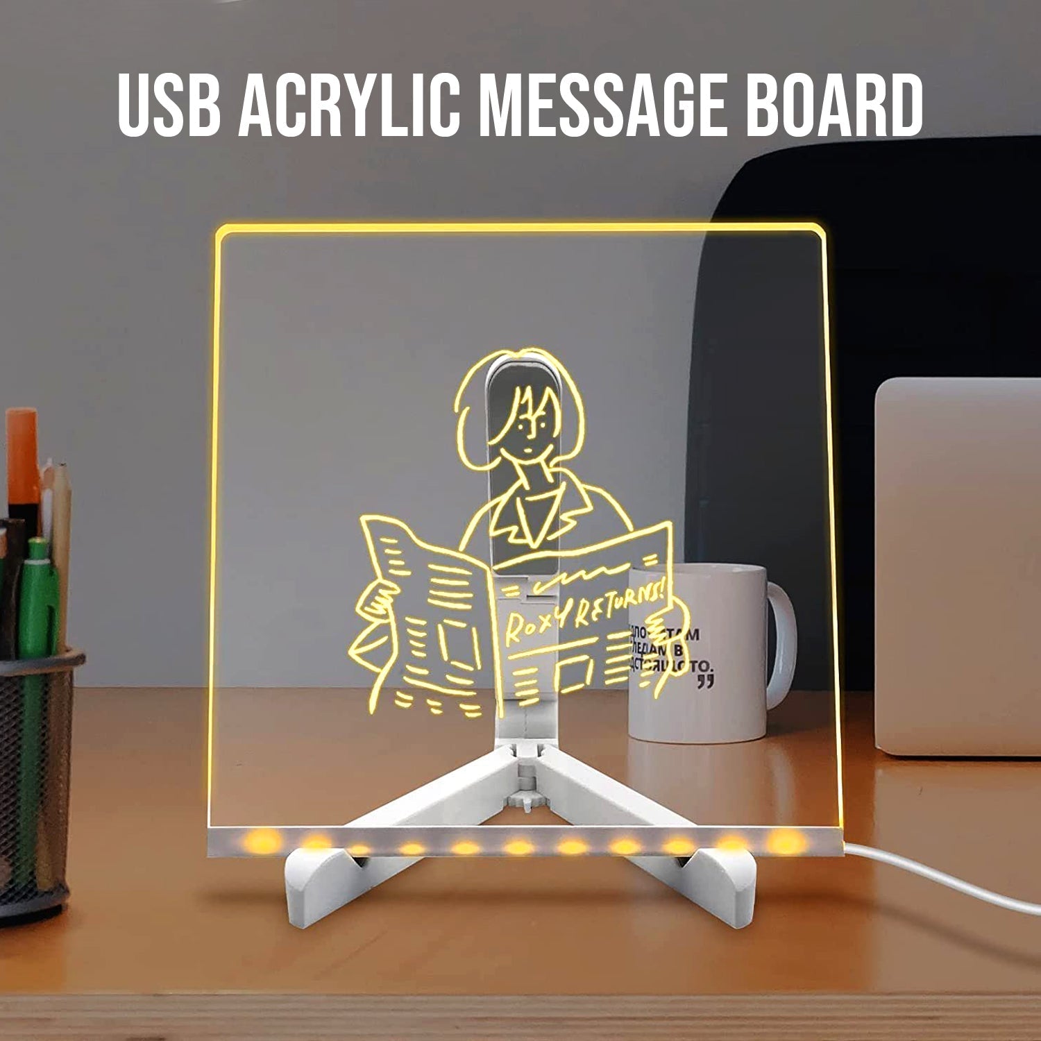 DIY LED Writing Board – Colorful Acrylic Note Pad with Stand & Reusable Pens