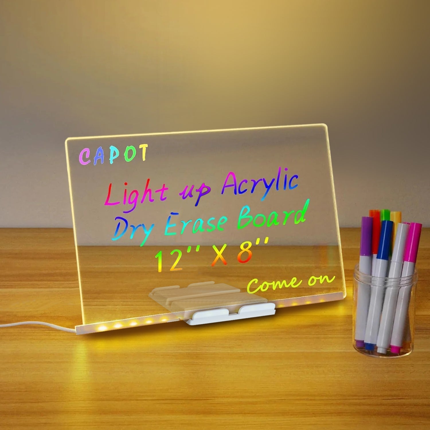 DIY LED Writing Board – Colorful Acrylic Note Pad with Stand & Reusable Pens