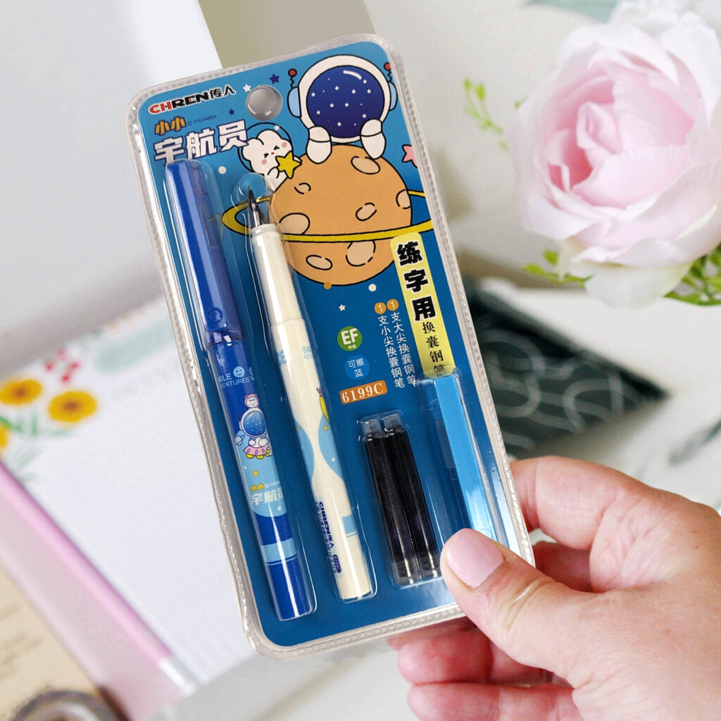 Space Theme Fountain Ink Pen – Pack of 2 Pens and 2 Refills