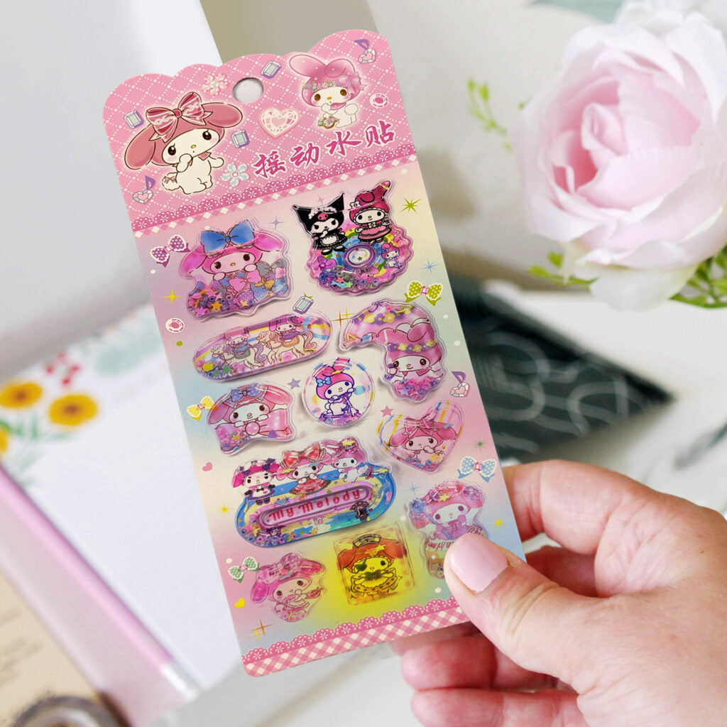 Sanrio Themed 3D Water Shake Stickers for Kids