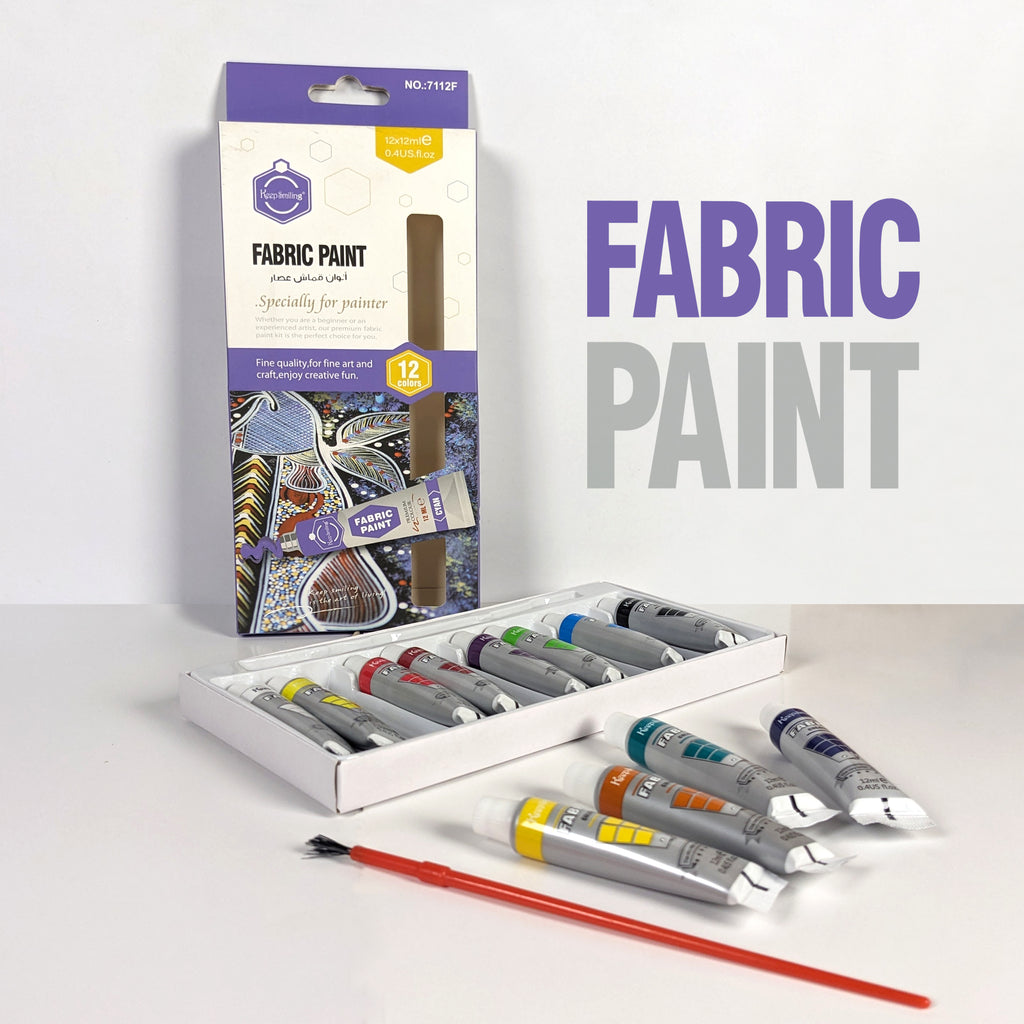 Keep Smiling Fabric Paint Tubes 12 Colors Box with 1 Brush