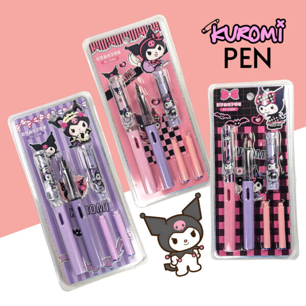 Kuromi-themed Fountain Ink Pen Set – 2 Pen and 2 Refills