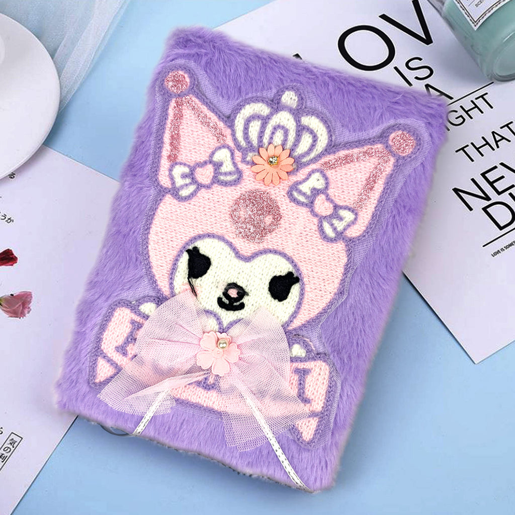 Plush Fluffy Cartoon Diary - Soft Fur Lined Journal