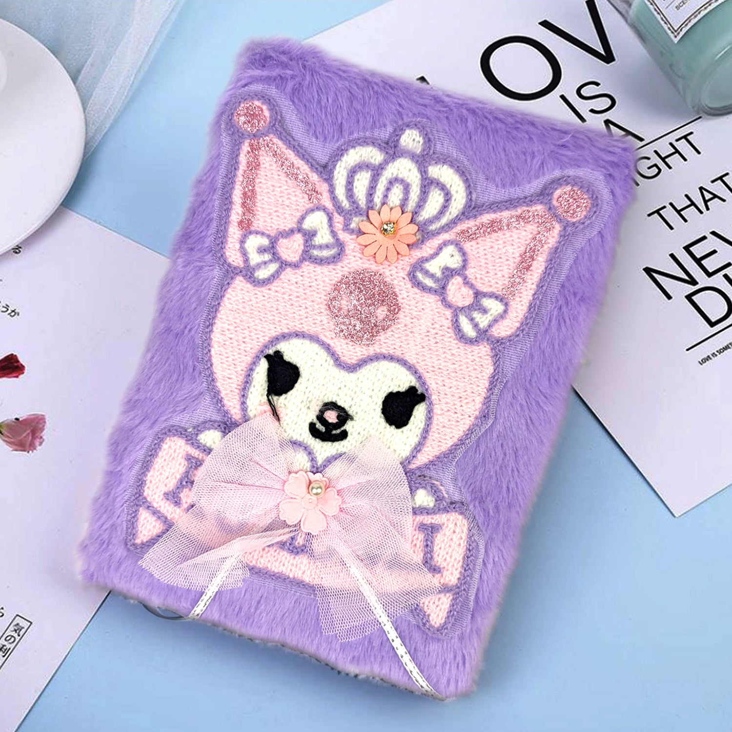 Plush Fluffy Cartoon Diary - Soft Fur Lined Journal