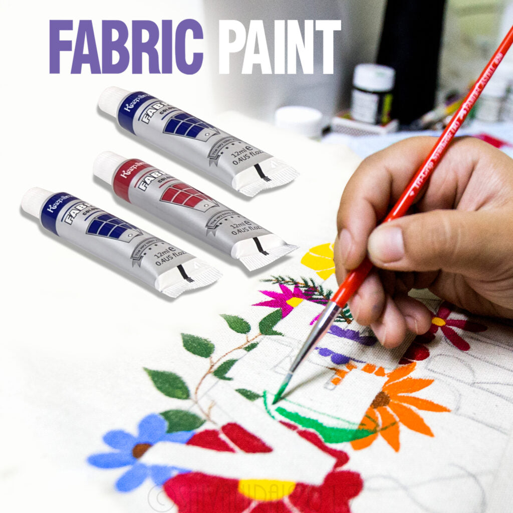 Keep Smiling Fabric Paint Tubes 12 Colors Box with 1 Brush