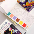Space Water Color Painting Book with Brush For Kids