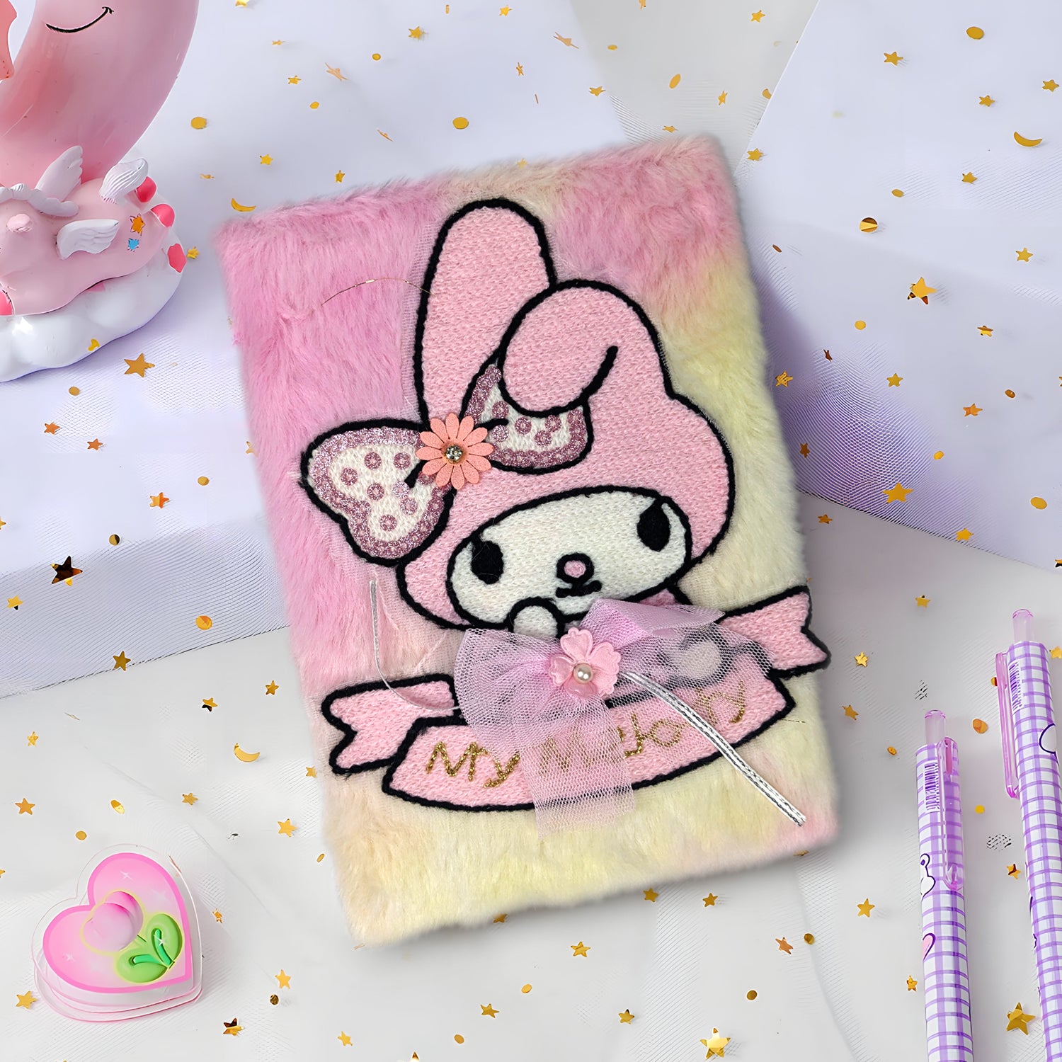 Plush Fluffy Cartoon Diary - Soft Fur Lined Journal