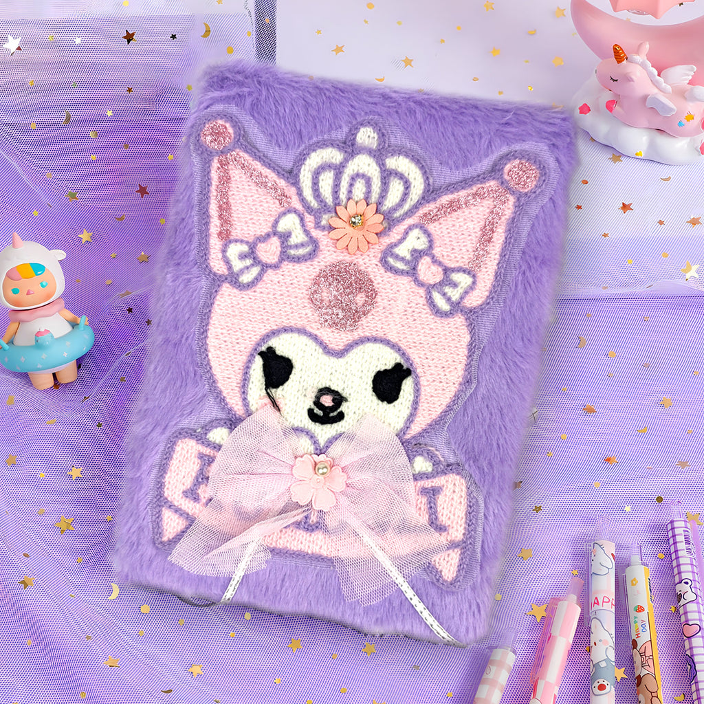 Plush Fluffy Cartoon Diary - Soft Fur Lined Journal