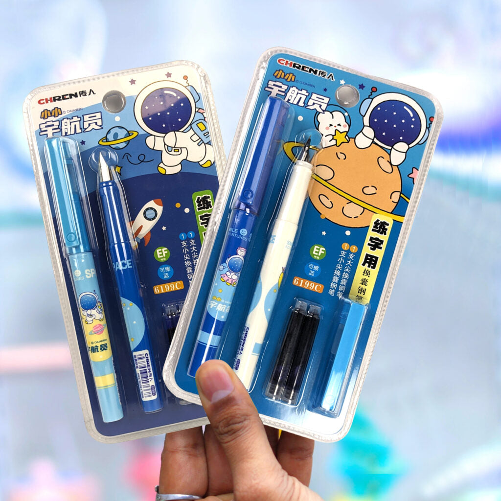 Space Theme Fountain Ink Pen – Pack of 2 Pens and 2 Refills