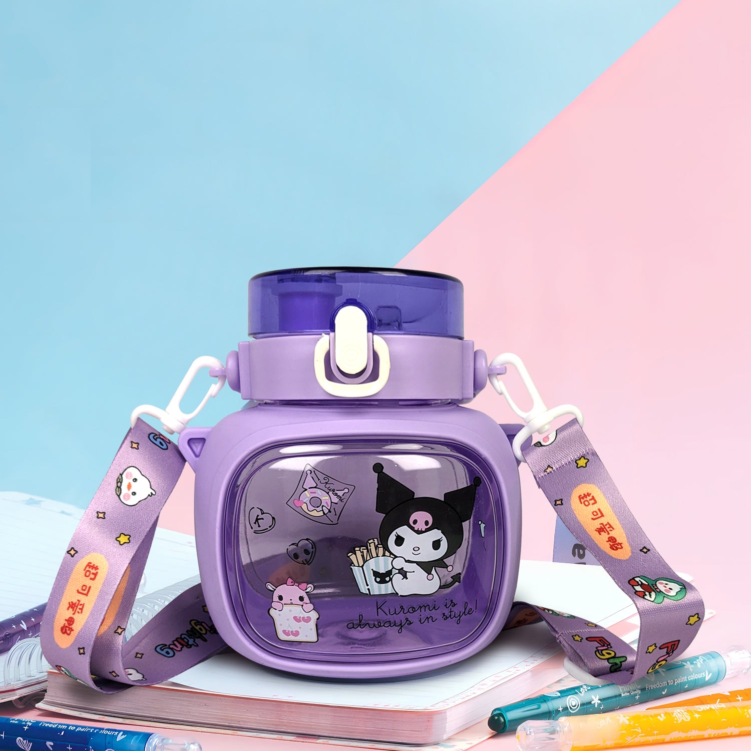 Kuromi Themed Kids Water Bottle – BPA-Free
