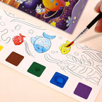 Space Water Color Painting Book with Brush For Kids