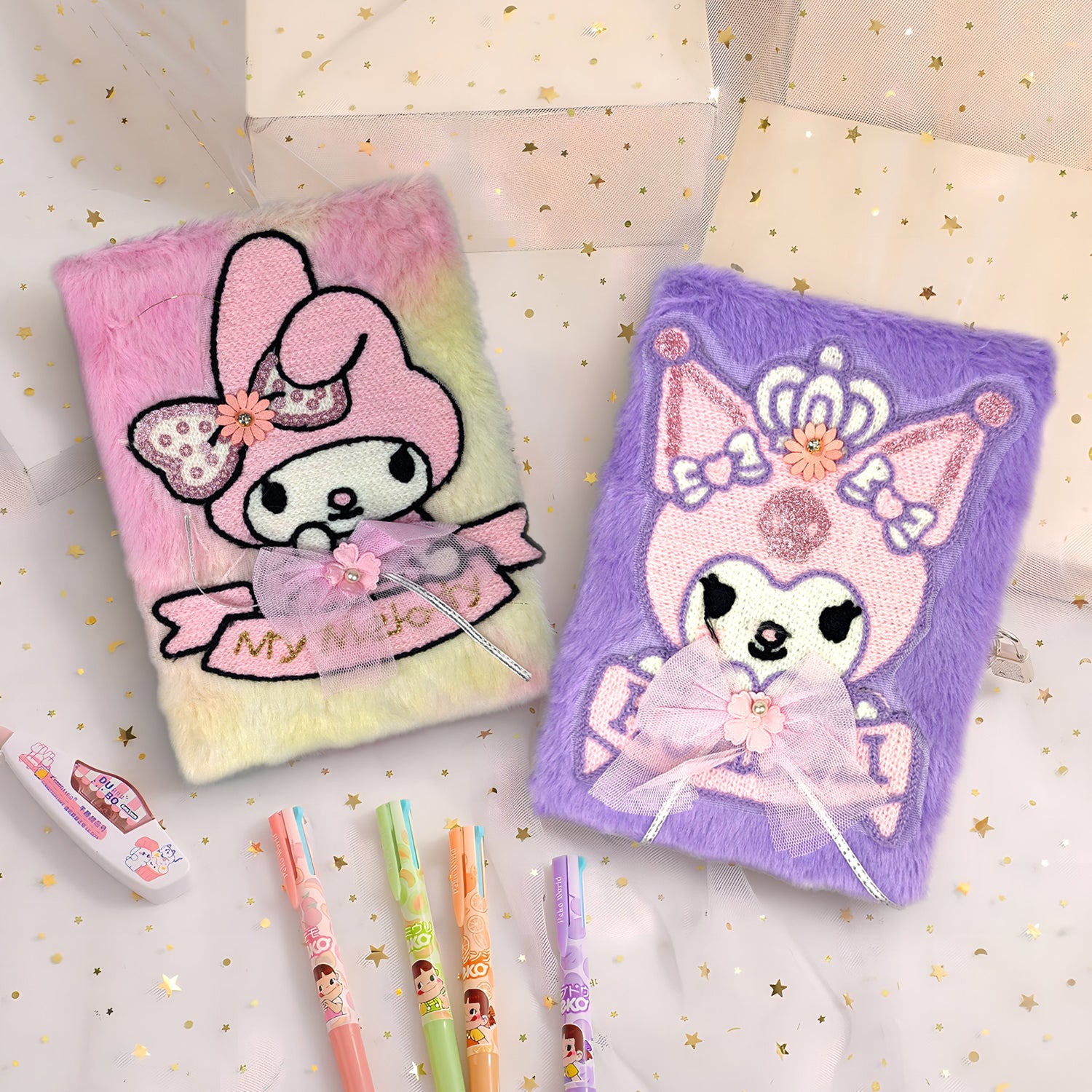 Plush Fluffy Cartoon Diary - Soft Fur Lined Journal
