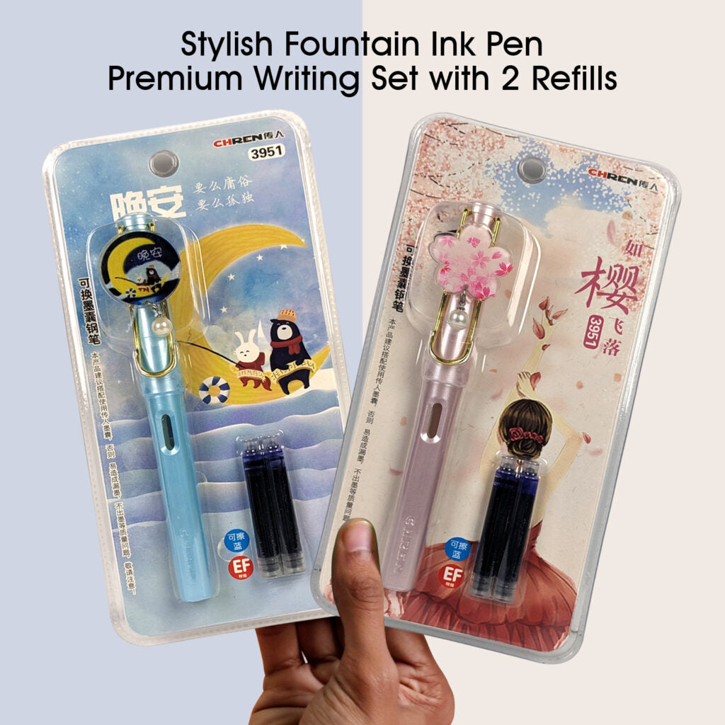 Stylish Fountain Ink Pen – Premium Writing Set with 2 Refills