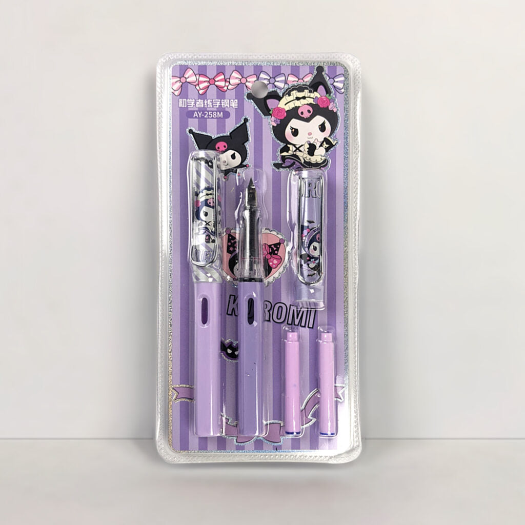 Kuromi-themed Fountain Ink Pen Set – 2 Pen and 2 Refills