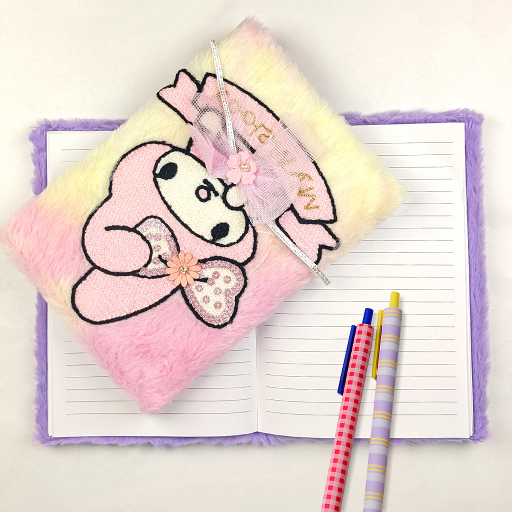 Plush Fluffy Cartoon Diary - Soft Fur Lined Journal