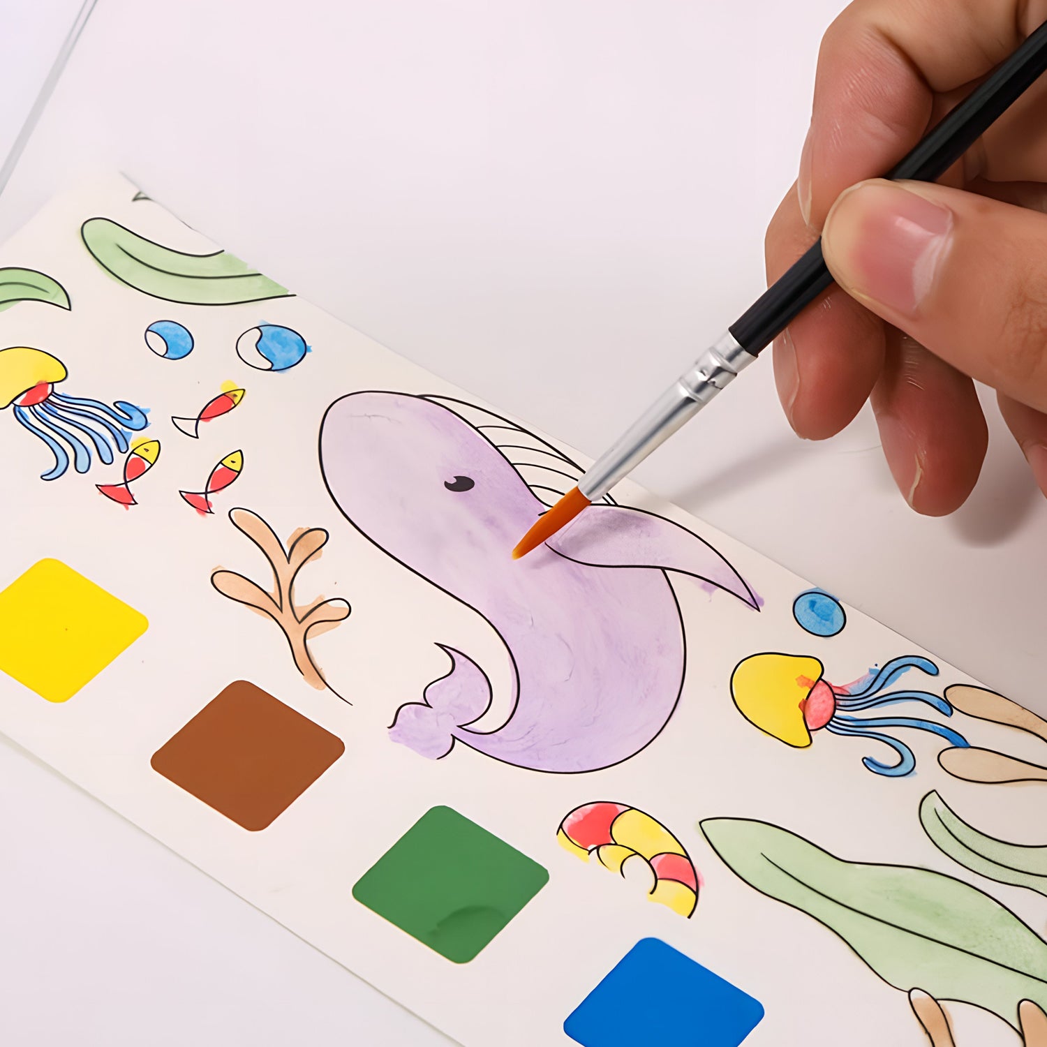 Space Water Color Painting Book with Brush For Kids